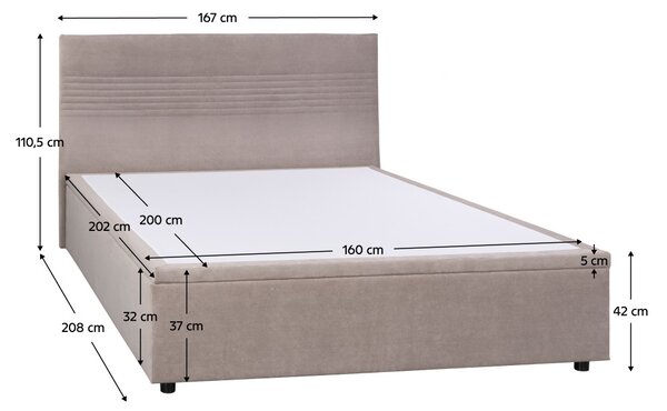 Manželská postel 160 cm Rubin 1 (béžová) (s roštem) (s úl. prostorem)