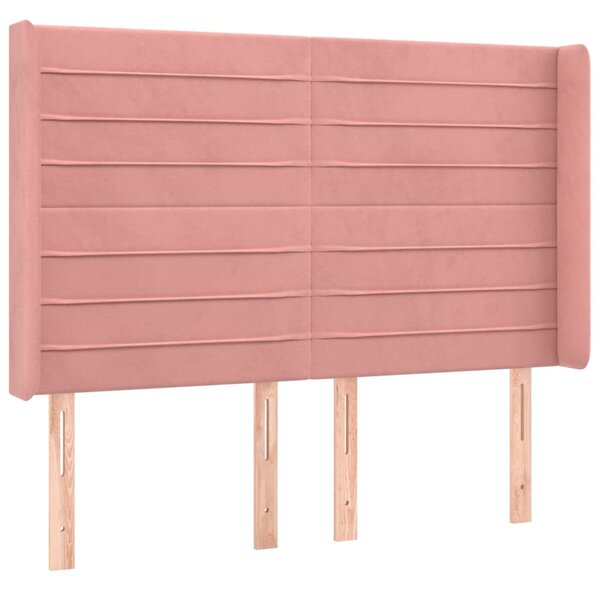 Box spring postel s matrací a LED růžová 140x190 cm samet 3139624