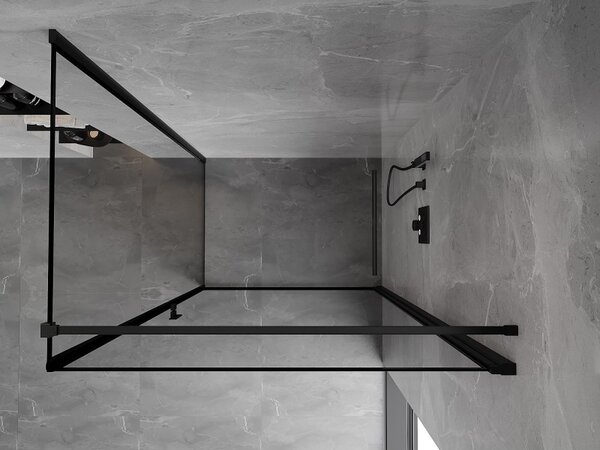 Mexen Mist-B, 1-křídlý ​​výklopný sprchový kout, pravý, 100 x 70 cm, čiré sklo-černý rám, 8A2T-100-070-70-70-P