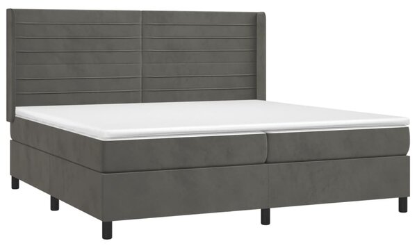 Box spring postel s matrací a LED tmavě šedá 200x200 cm samet 3139644