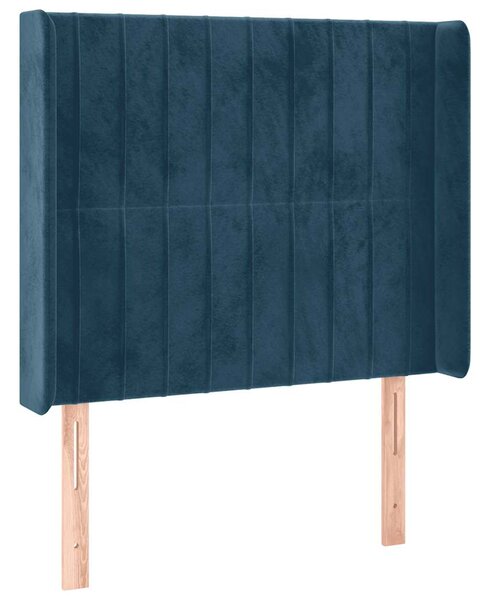 Box spring postel s matrací a LED tmavě modrá 80 x 200 cm samet 3139653