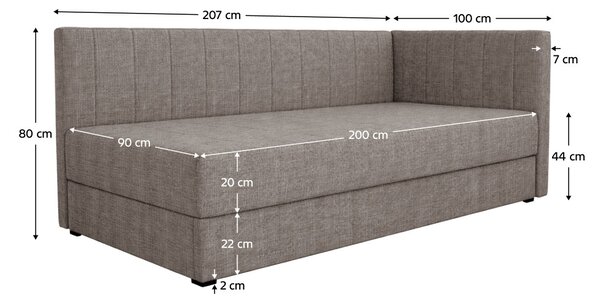 Jednolůžková postel (válenda) 90 cm Lavarse 1 (hnědá) (s matrací) (s úl. prostorem)