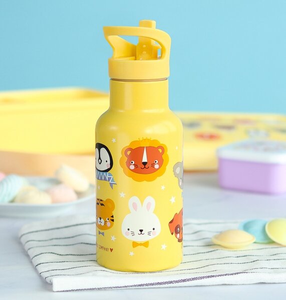 A Little Lovely Company - nerezová láhev na pití, 350 ml - zvířecí kamarádi