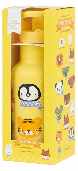 A Little Lovely Company - nerezová láhev na pití, 350 ml - zvířecí kamarádi