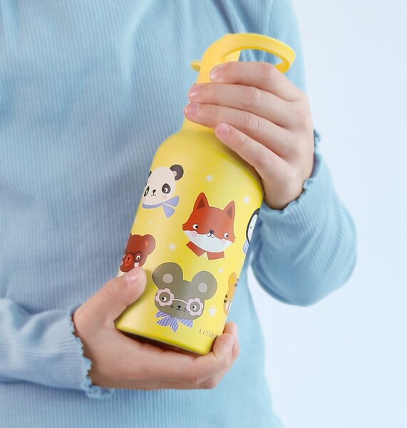 A Little Lovely Company - nerezová láhev na pití, 350 ml - zvířecí kamarádi