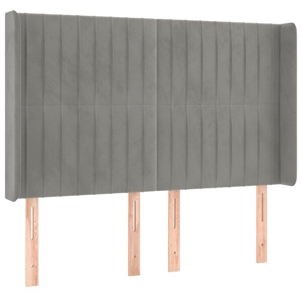 Box spring postel s matrací a LED světle šedá 140x190 cm samet 3139679