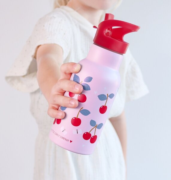 A Little Lovely Company - nerezová láhev na pití, 350 ml - třešně