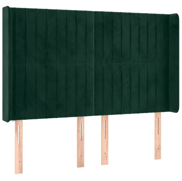 Box spring postel s matrací a LED tmavě zelená 140x190 cm samet 3139682
