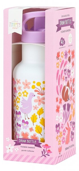 A Little Lovely Company - nerezová láhev na pití, 350 ml - květinová zahrada