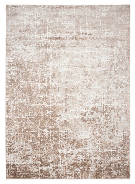 Moderní kusový koberec PORTLAND D072E Abstraktní bílý hnědý Rozměr: 80x150 cm