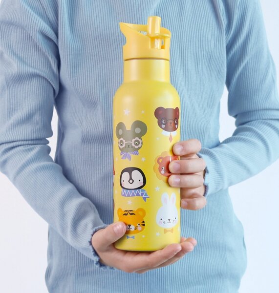 A Little Lovely Company - nerezová láhev na pití, 500 ml - zvířecí kamarádi