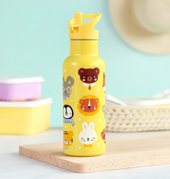 A Little Lovely Company - nerezová láhev na pití, 500 ml - zvířecí kamarádi