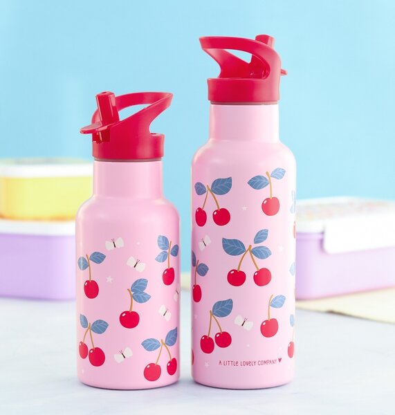 A Little Lovely Company - nerezová láhev na pití, 500 ml - třešně