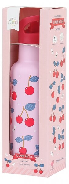 A Little Lovely Company - nerezová láhev na pití, 500 ml - třešně
