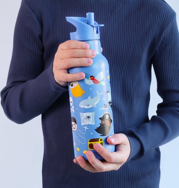 A Little Lovely Company - nerezová láhev na pití, 500 ml - piráti