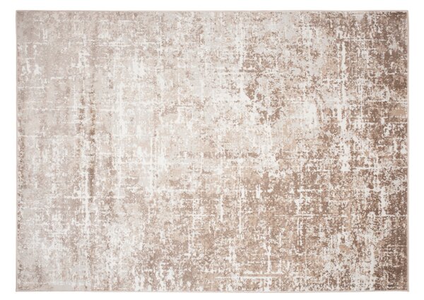 Moderní kusový koberec PORTLAND D072E Abstraktní bílý hnědý Rozměr: 80x150 cm