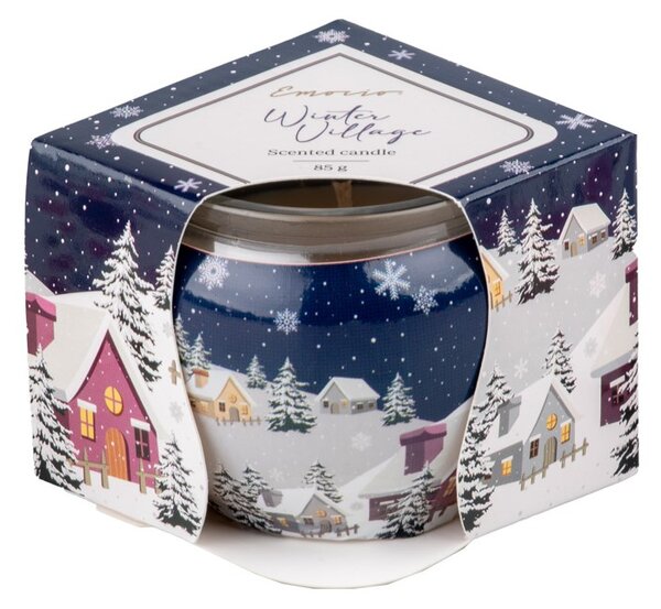 Emocio Sklo Dekor 70x62 mm Winter Village (Snowflakes), vonná svíčka