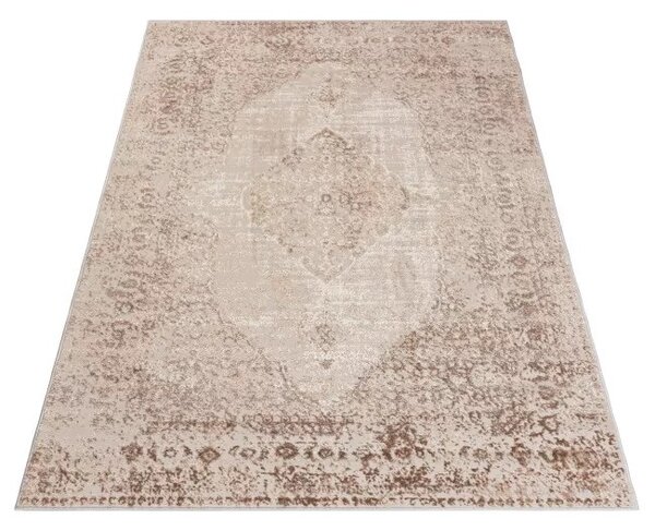 Makro Abra Moderní kusový koberec PORTLAND D173E Klasický hnědý bílý Rozměr: 80x150 cm