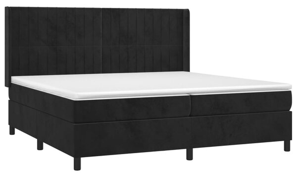 Box spring postel s matrací a LED černá 200x200 cm samet 3139705