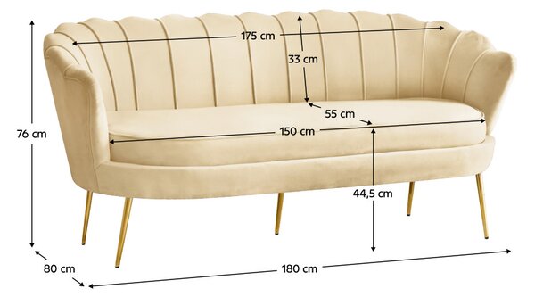 Pohovka trojsedačka ve stylu Art-deco Noblo (béžová)