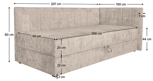 Jednolůžková postel (válenda) 90 cm Lavarse 1 (béžová) (s matrací) (s úl. prostorem)