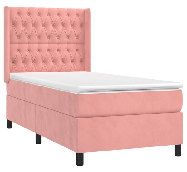 Box spring postel s matrací a LED růžová 80 x 200 cm samet 3139714