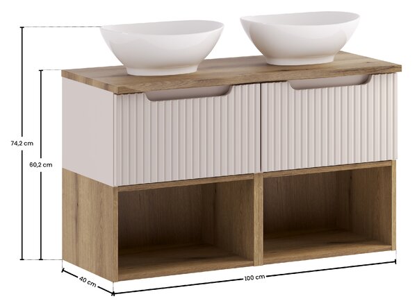Comad Koupelnová skříňka s deskovým umyvadlem set Nova Cashmere 100 kašmír/dub coast evoke