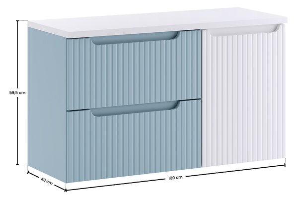 Comad Koupelnová skříňka pod deskové umyvadlo s košem na prádlo Nova Denim/Nova White 100 denim/bílá