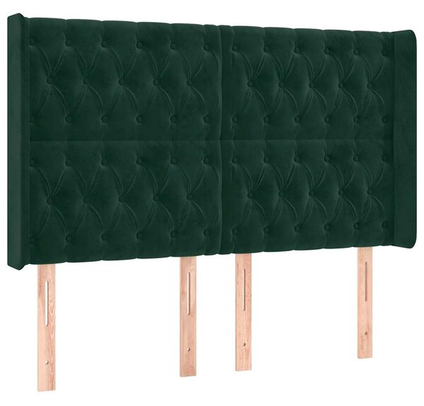 Box spring postel s matrací a LED tmavě zelená 140x190 cm samet 3139742
