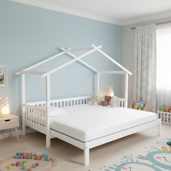 Montessori dětská postel 90 x 200 cm s přistýlkou Katsav 1 (bílá) (s rošty)