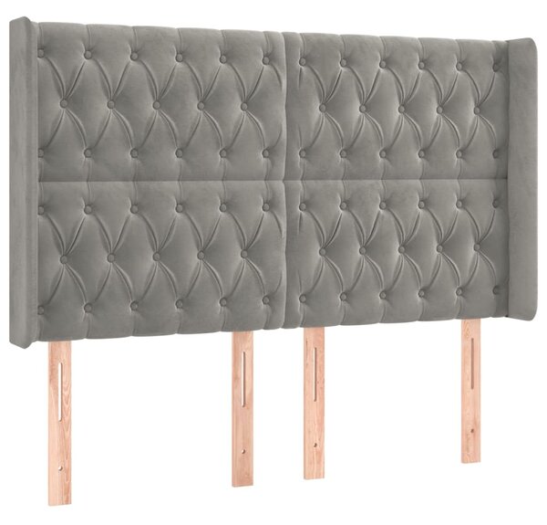 Box spring postel s matrací a LED světle šedá 140x190 cm samet 3139739