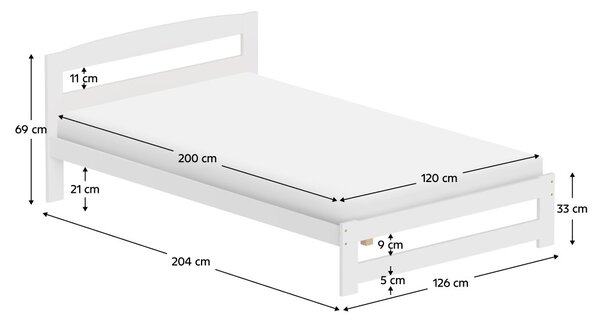 Jednolůžková postel 120 cm Aimar 1 (bílá) (s roštem)