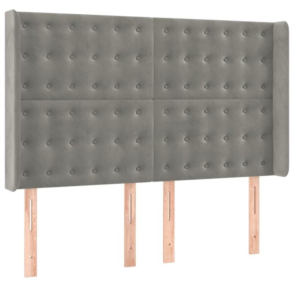 Box spring postel s matrací a LED světle šedá 140x190 cm samet 3139799