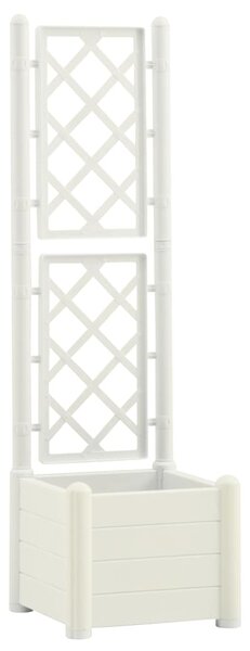 Zahradní truhlík s treláží 43 x 43 x 142 cm PP bílý 313979