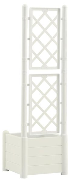 Zahradní truhlík s treláží 43 x 43 x 142 cm PP bílý 313979