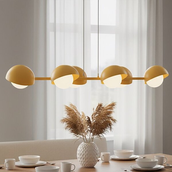 Závěsné svítidlo BOOM 6 – oranžové, bílé sklo, 6× G9, šířka 88 cm