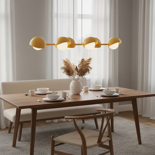 Závěsné svítidlo BOOM 6 – oranžové, bílé sklo, 6× G9, šířka 88 cm