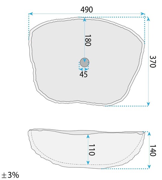 Umyvadlo na desku z kompozitního kamene REA Isla Warm 49x37 béžové