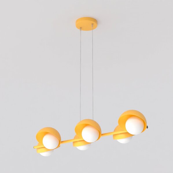 Závěsné svítidlo BOOM 6 – oranžové, bílé sklo, 6× G9, šířka 88 cm