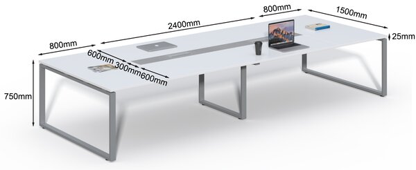 Jednací stůl Houseland Prime Meet 02 400 cm bílý