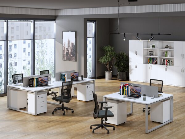 Kancelářský stůl s kontejnerem Houseland Prime Max 01 140 cm bílý