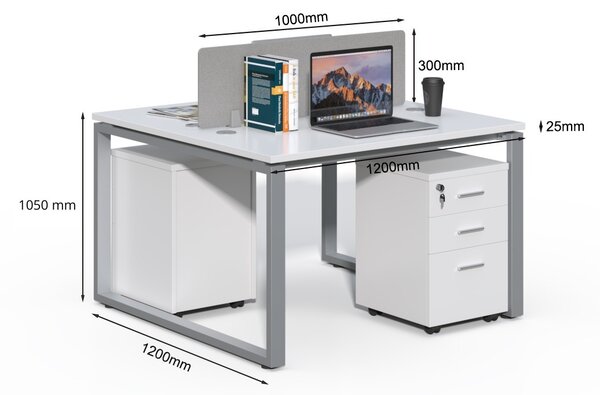 Kancelářská sestava 2 osoby Houseland Prime Max 01 120 cm bílá