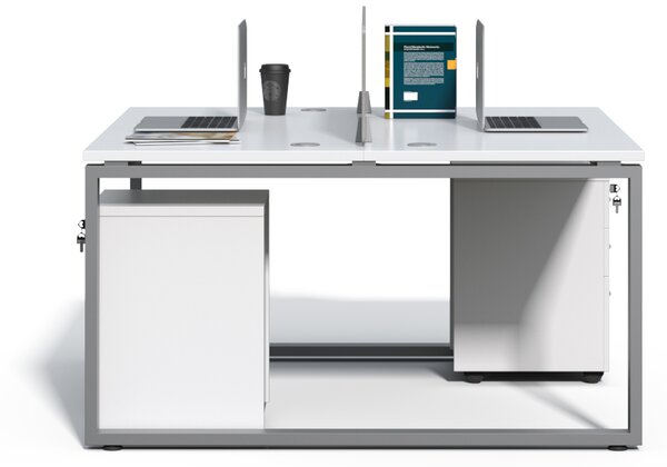 Kancelářská sestava 2 osoby Houseland Prime Max 01 140 cm bílá