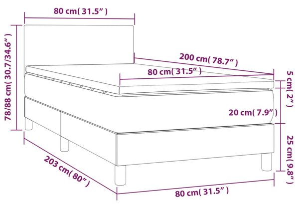 Box spring postel s matrací světle šedá 80 x 200 cm textil 3139849