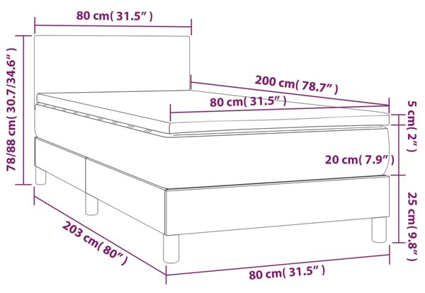 Box spring postel s matrací tmavě šedá 80 x 200 cm textil 3139850