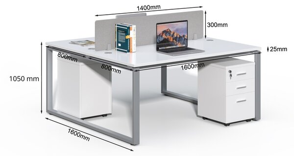 Kancelářská sestava 2 osoby Houseland Prime Max 01 160 cm bílá