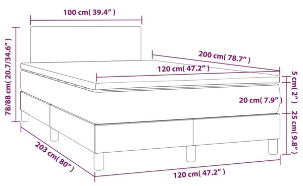 Box spring postel s matrací tmavě šedá 120x200 cm textil 3139882