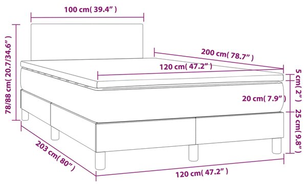 Box spring postel s matrací světle šedá 120 x 200 cm textil 3139881