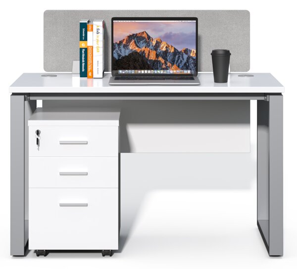 Kancelářský stůl s kontejnerem Houseland Prime Max 01 120 cm bílý