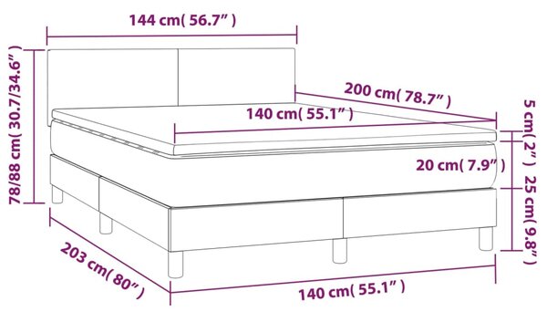 Box spring postel s matrací tmavě šedá 140x200 cm textil 3139898